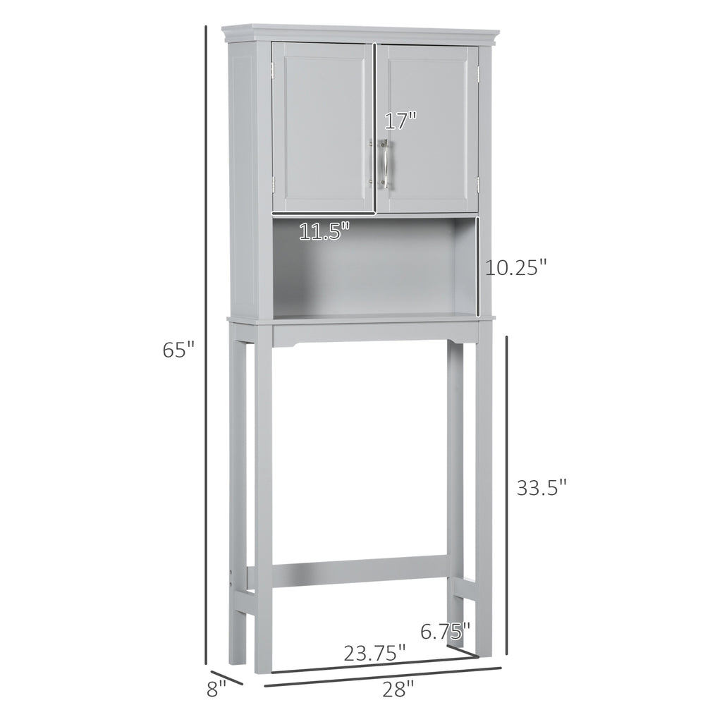 Modern Over-Toilet Storage Cabinet – Double Door Bathroom Organizer (Grey)