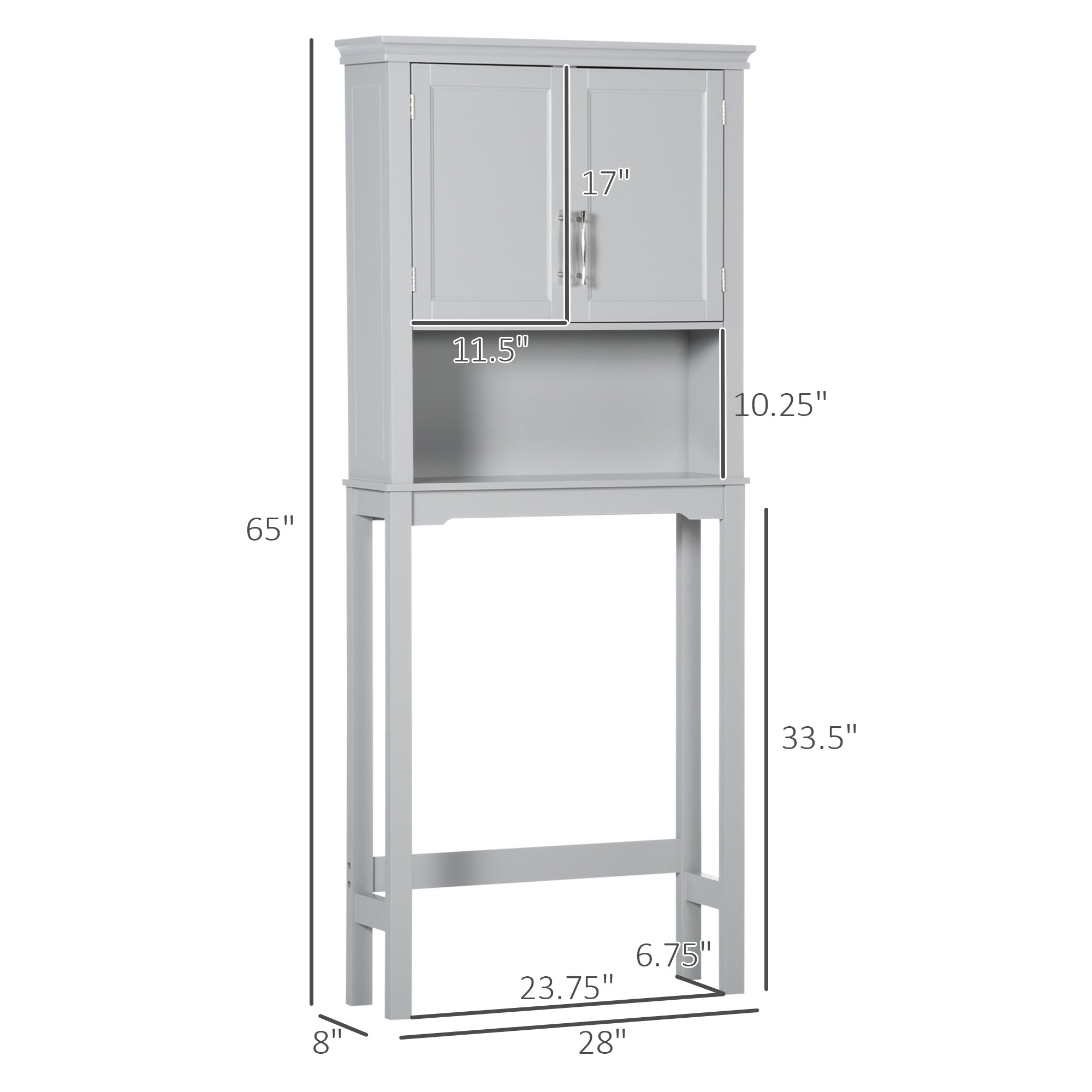 Modern Over-Toilet Storage Cabinet – Double Door Bathroom Organizer (Grey)