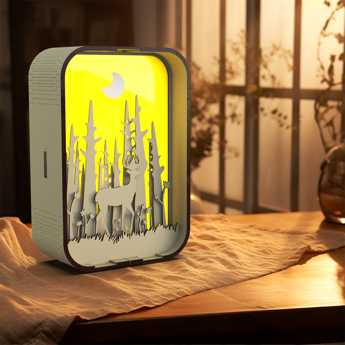 Minimalist Wood Carving Night Light Decorative Bedside Lamp
