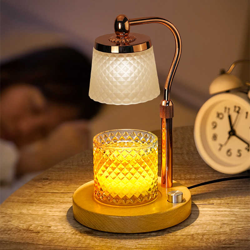 Adjustable Melting Wax Lamp Temperature Control Decorative Wooden Bottom Fragrance Lamp