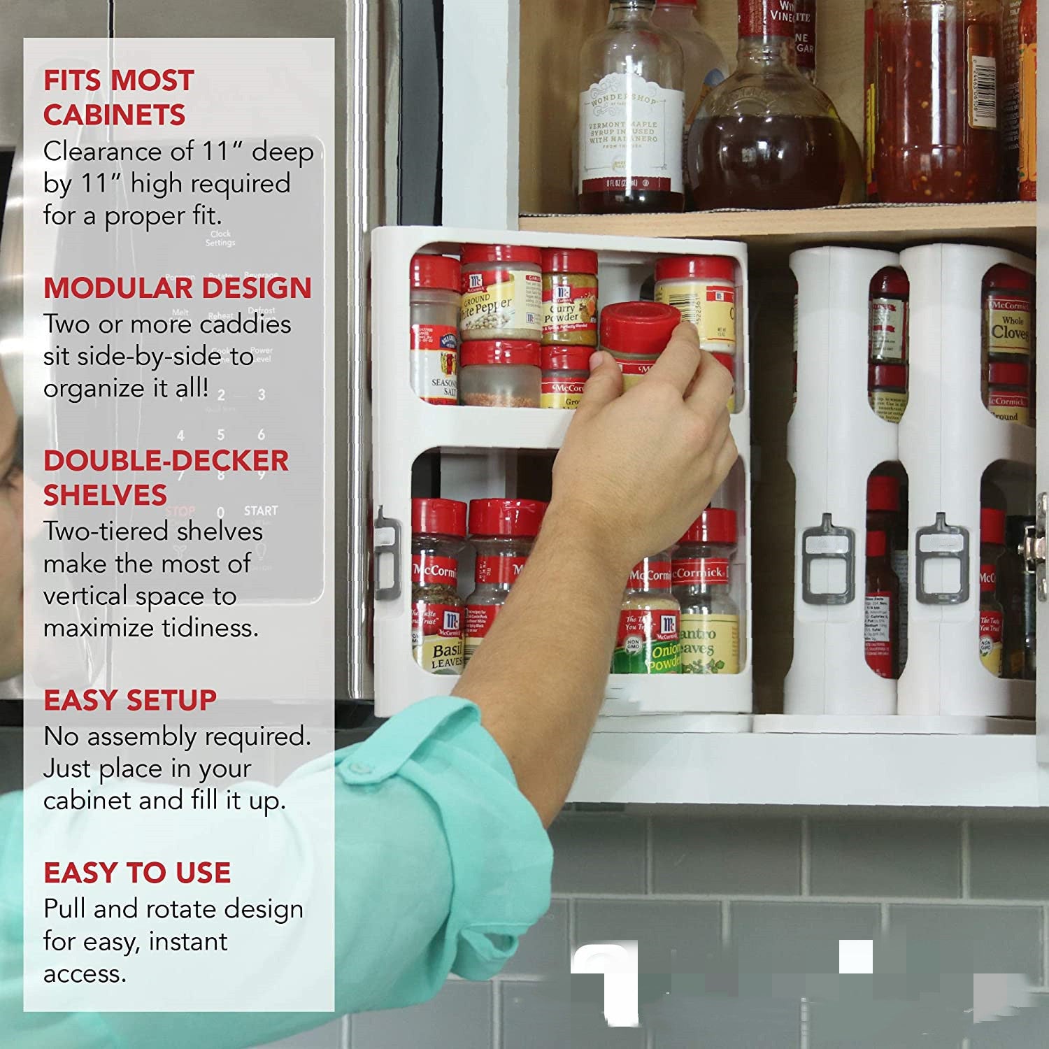 Double-Tier Rotating Spice Rack – Kitchen Storage Organizer