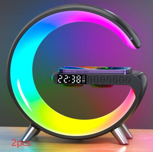 Smart G-Shape LED Lamp with Bluetooth Speaker & Wireless Charger