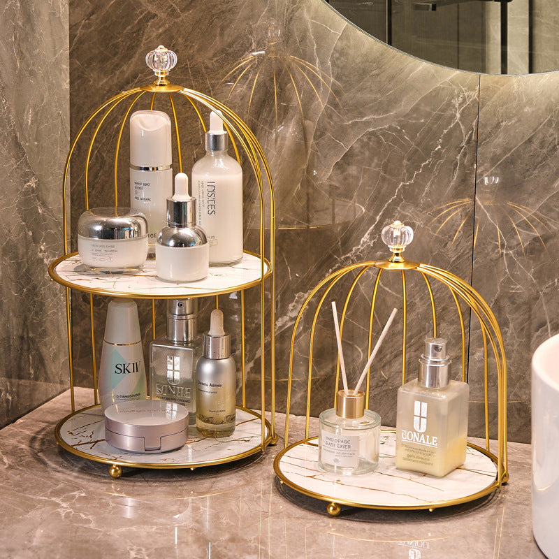 Vintage Birdcage Bathroom Organizer – Multi-Tier Metal Vanity Storage Shelf