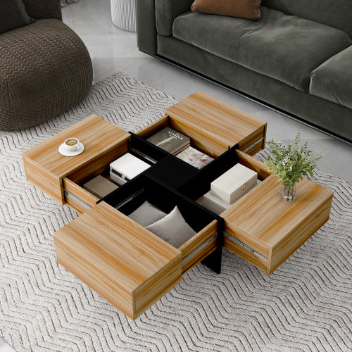 Modern Coffee Table with 4 Hidden Storage Compartments