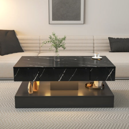 Modern LED Coffee Table with Storage Drawer – RGB Living Room Center Tab