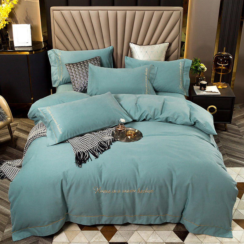 4 Piece Luxury Cotton Embroidered Bedding Set