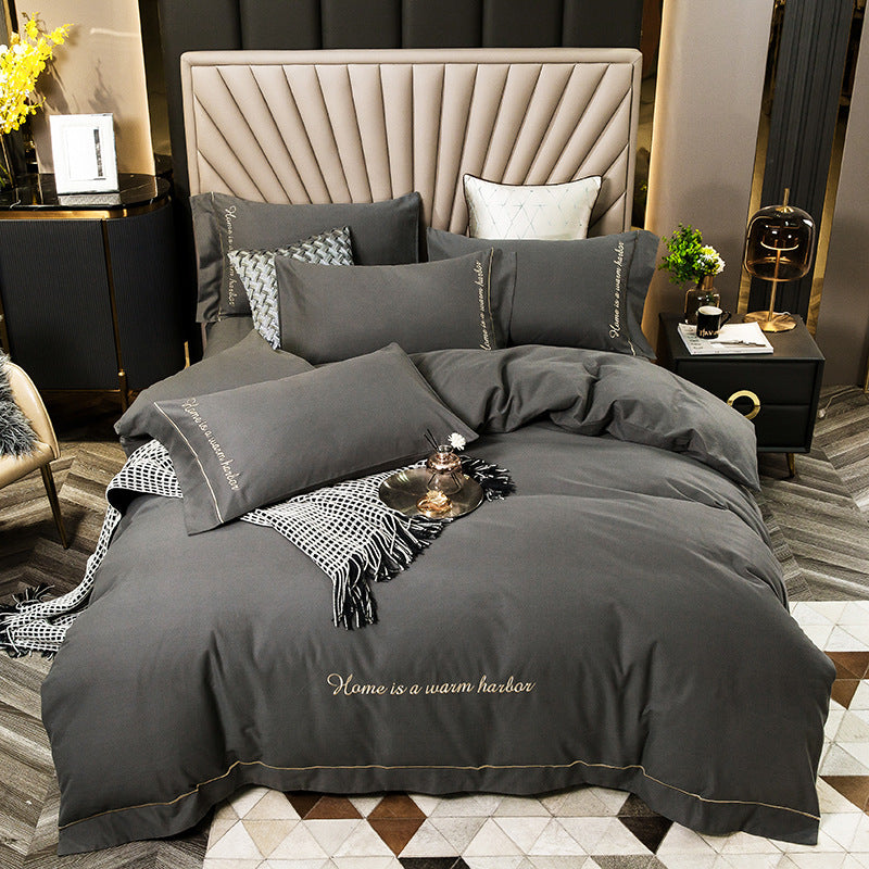 4 Piece Luxury Cotton Embroidered Bedding Set