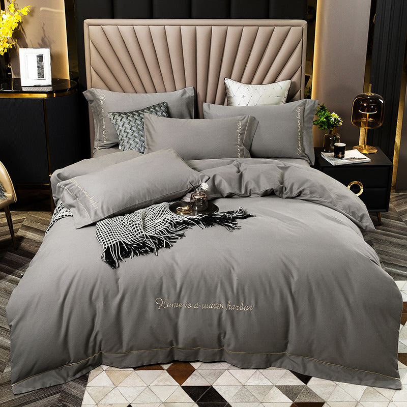 4 Piece Luxury Cotton Embroidered Bedding Set