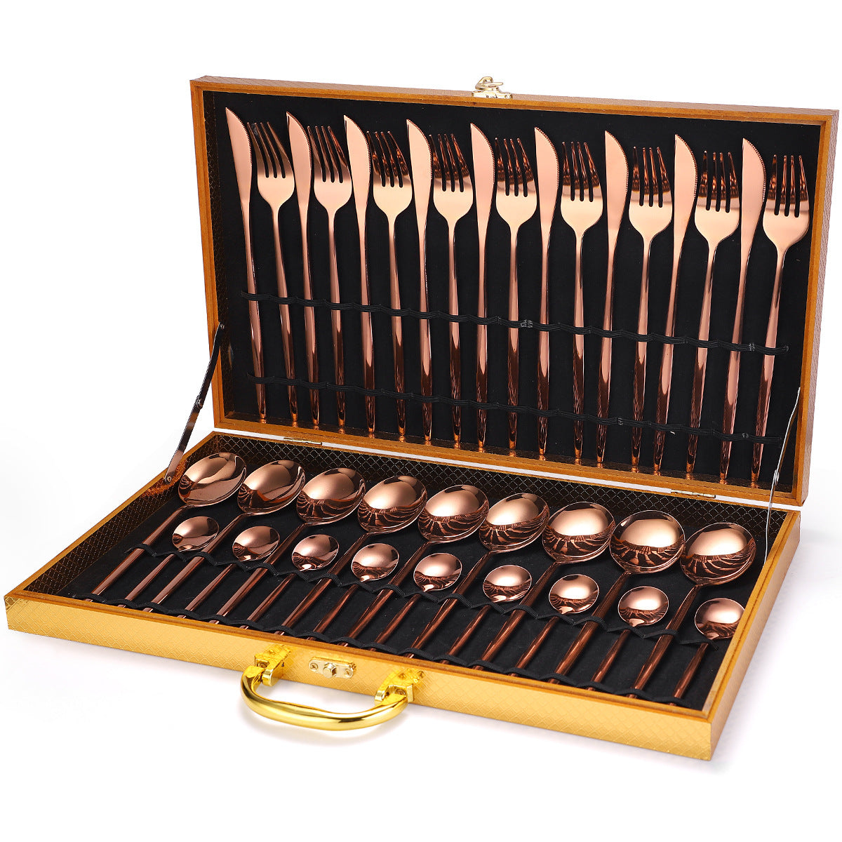 36-Piece Luxury Cutlery Set with Wooden Gift Box