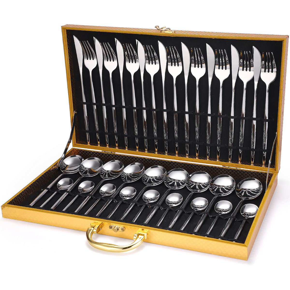 36-Piece Luxury Cutlery Set with Wooden Gift Box