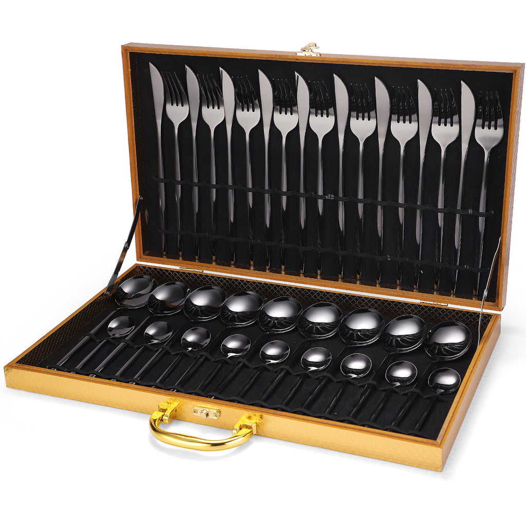 36-Piece Luxury Cutlery Set with Wooden Gift Box