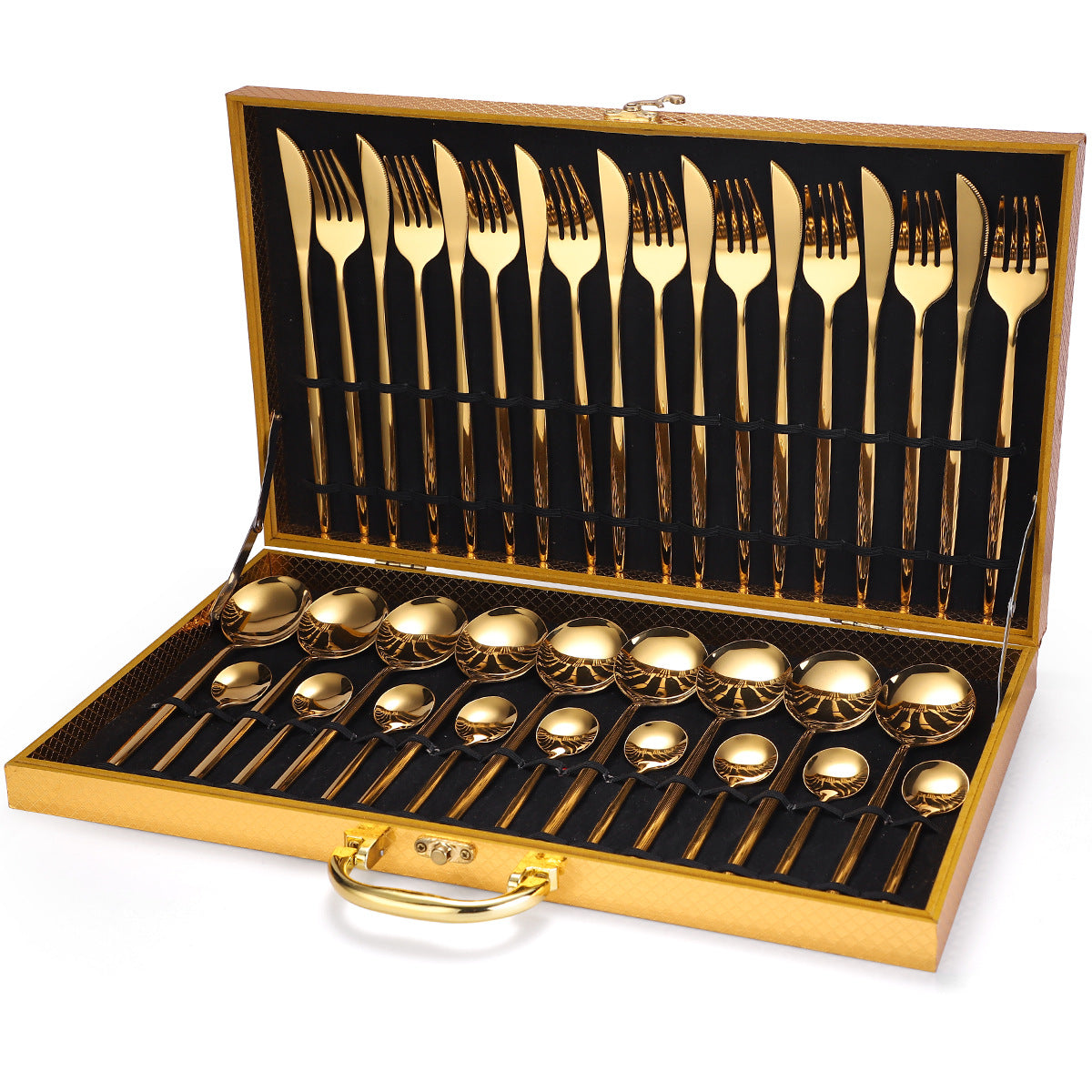 36-Piece Luxury Cutlery Set with Wooden Gift Box