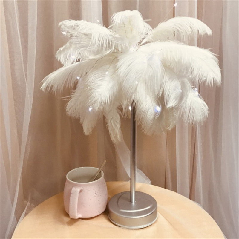 Remote Control Feather Table Lamp – Soft LED Mood Light