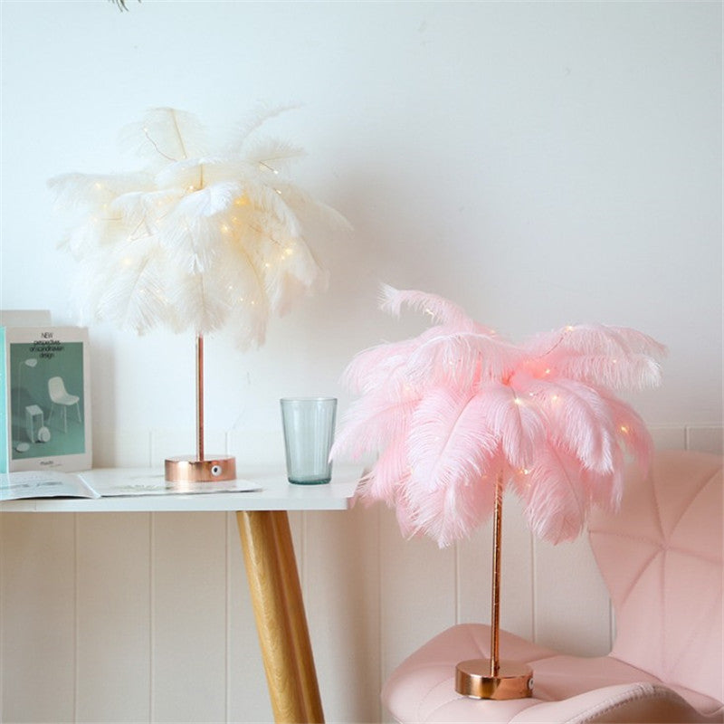 Remote Control Feather Table Lamp – Soft LED Mood Light