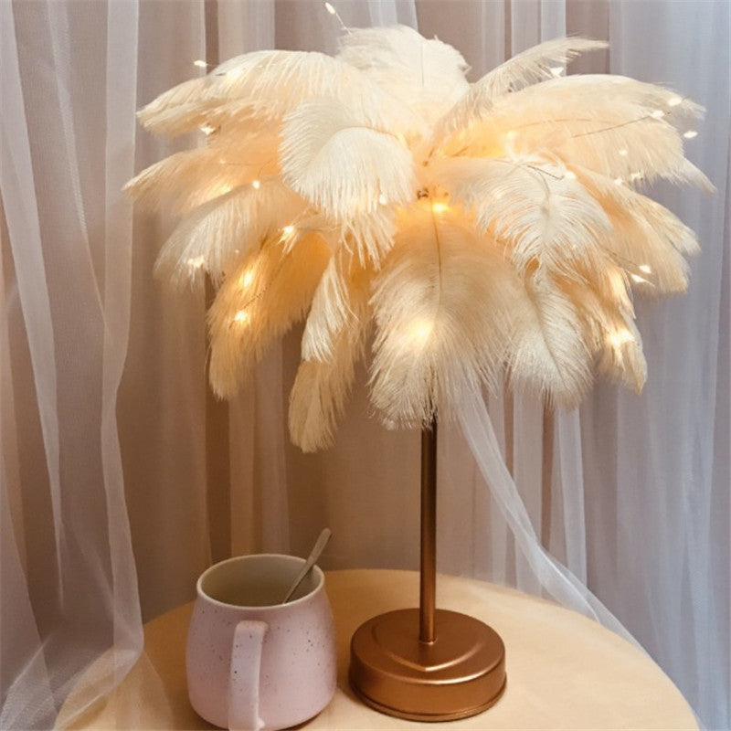 Remote Control Feather Table Lamp – Soft LED Mood Light