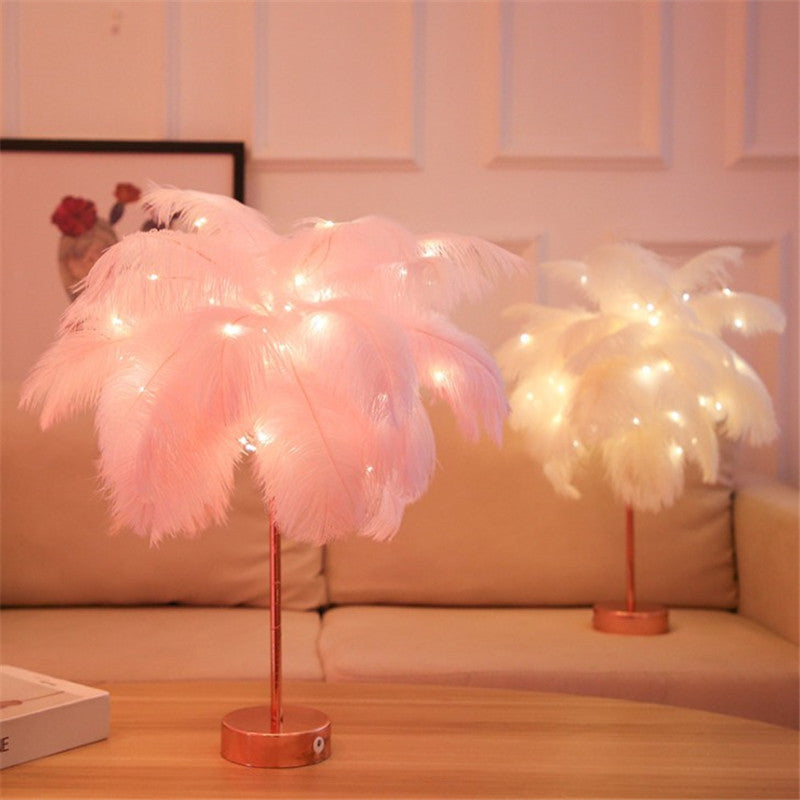 Remote Control Feather Table Lamp – Soft LED Mood Light