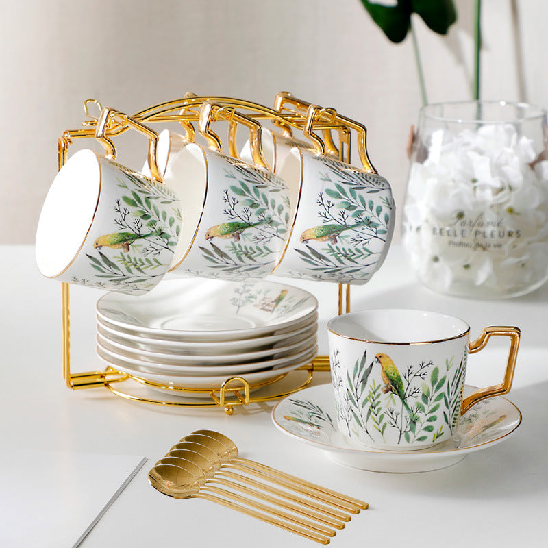 European Ceramic Coffee Cup & Saucer Set