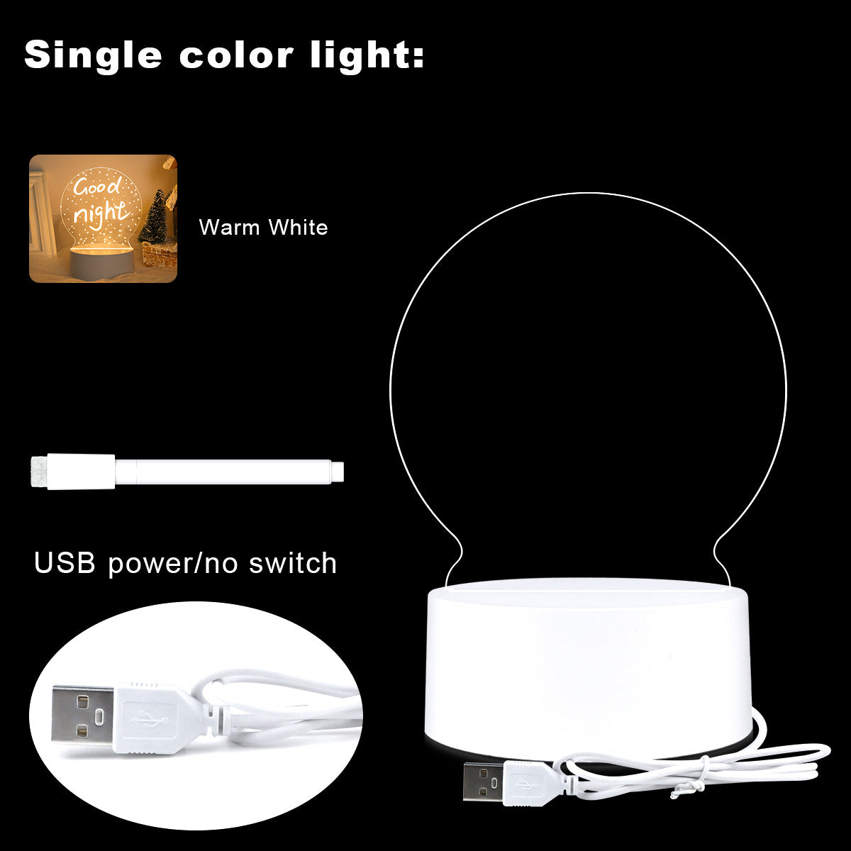 LED Message Board Night Light – USB Acrylic Writing Lamp with Glowing Note Display