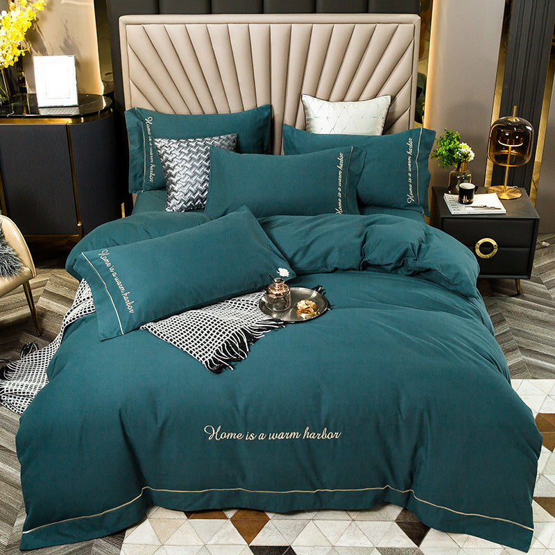 4 Piece Luxury Cotton Embroidered Bedding Set