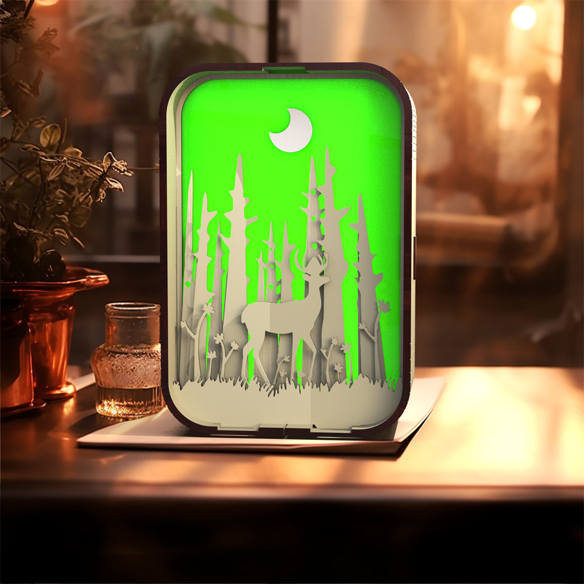Minimalist Wood Carving Night Light Decorative Bedside Lamp