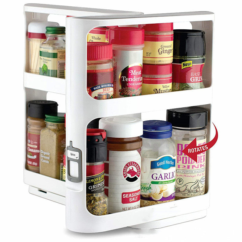 Double-Tier Rotating Spice Rack – Kitchen Storage Organizer