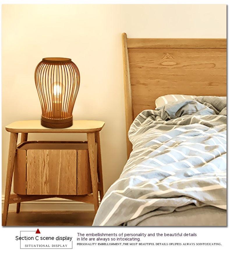 Nordic Style Wooden Zen Solid Wood Bed Breakfast Bedside Lamp