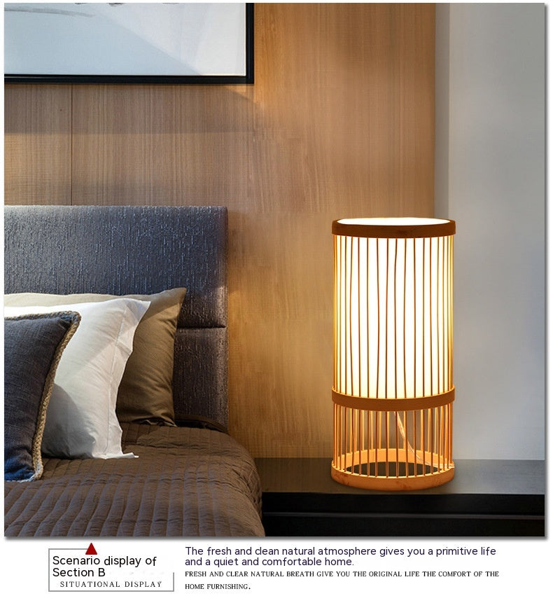 Nordic Style Wooden Zen Solid Wood Bed Breakfast Bedside Lamp