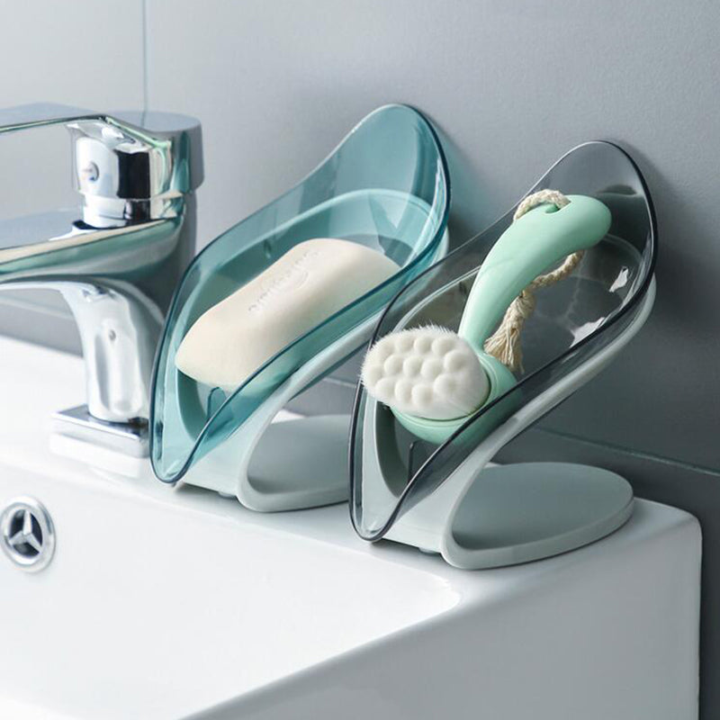 Leaf Shape Self-Draining Soap Holder – Non-Slip Bathroom & Kitchen Soap Tray