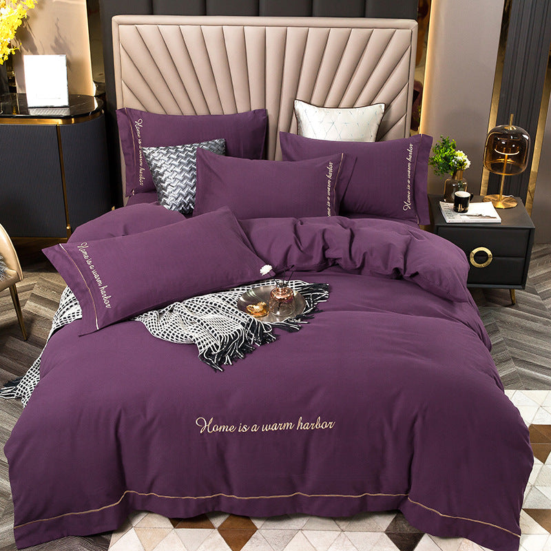4 Piece Luxury Cotton Embroidered Bedding Set