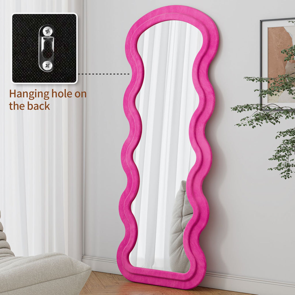 Flannel Full Length Wave Rose Floor Mirror  For Bedroom Living Room Hanging Or Against The Wall