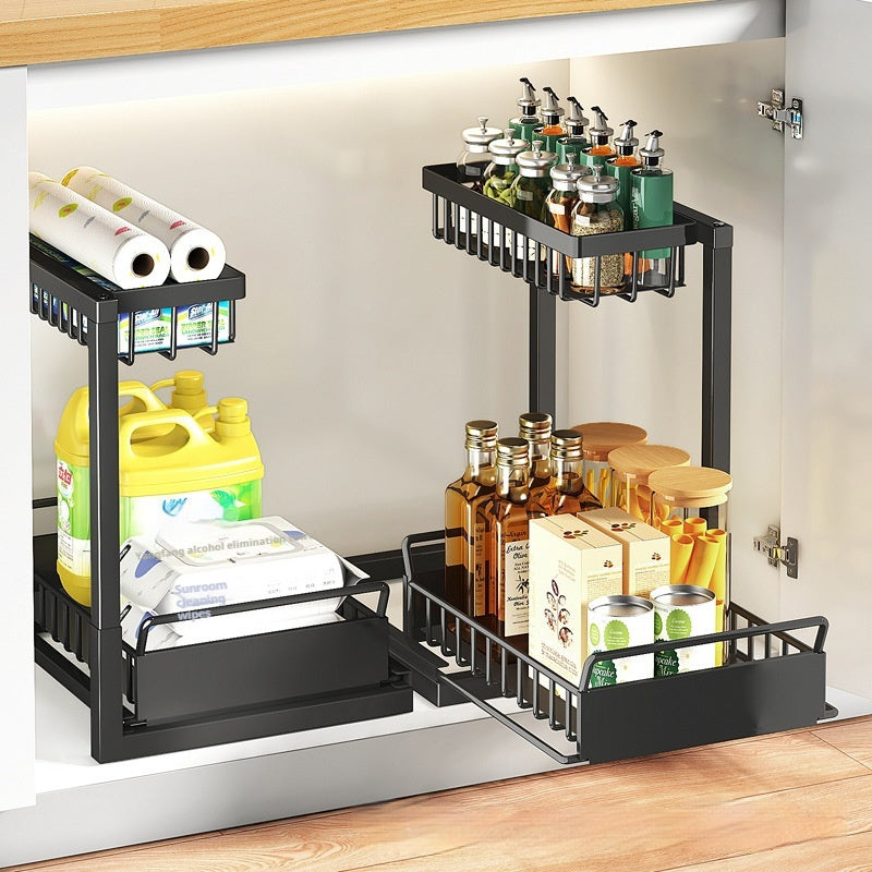 Pull-Out Kitchen Sink Storage Rack – Multi-Layer Cabinet Organizer