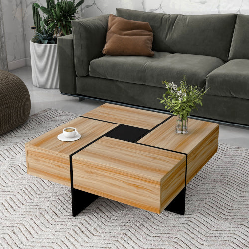 Modern Coffee Table with 4 Hidden Storage Compartments