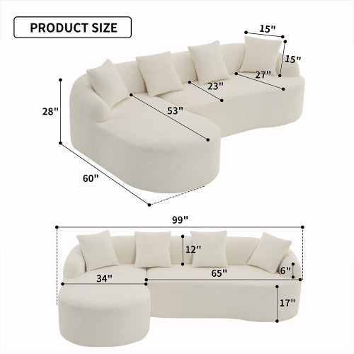 Minimalist 3-Seater Sofa with Chaise