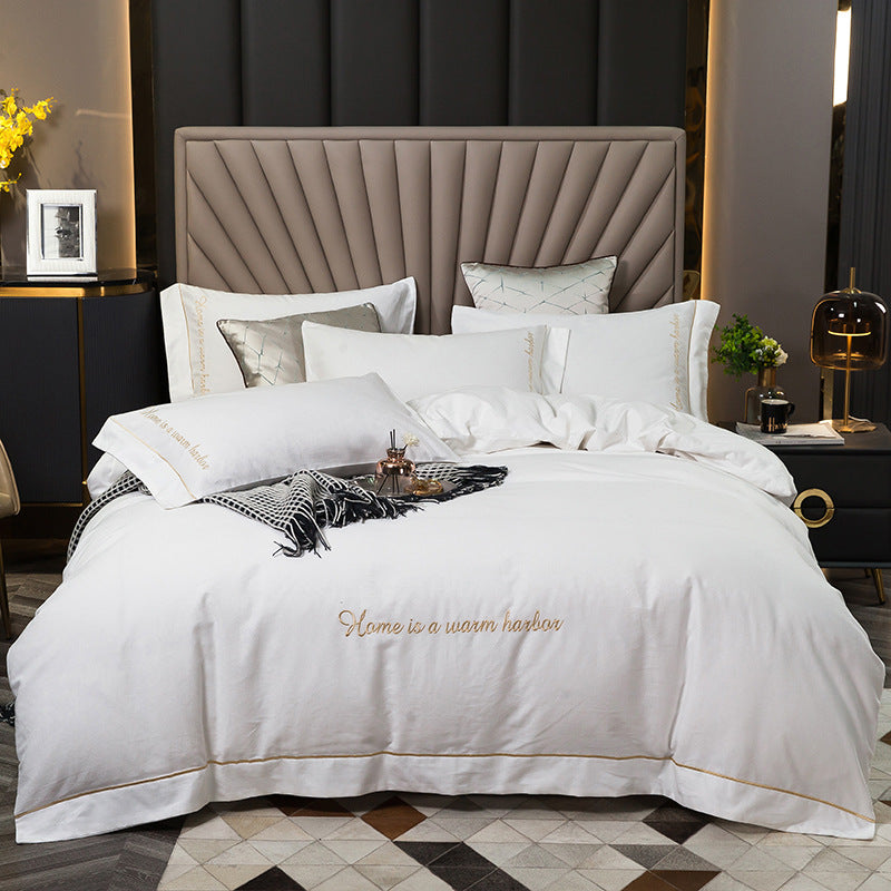 4 Piece Luxury Cotton Embroidered Bedding Set