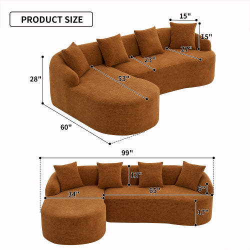 Minimalist 3-Seater Sofa with Chaise