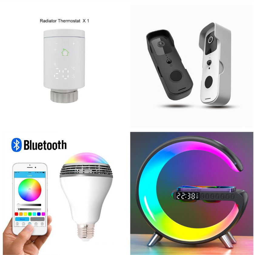 Smart G-Shape LED Lamp with Bluetooth Speaker & Wireless Charger