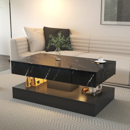 Modern LED Coffee Table with Storage Drawer – RGB Living Room Center Tab