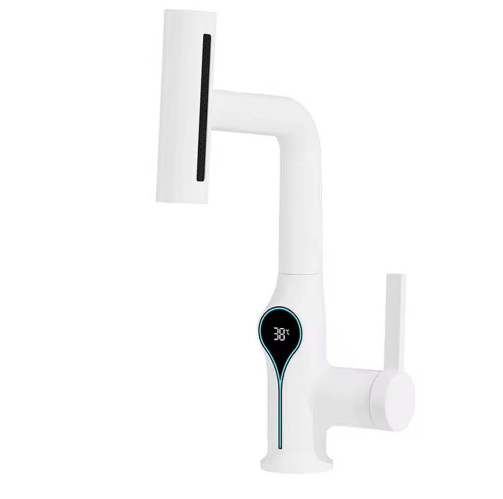 Waterfall Temperature Digital Display Basin Faucet Lift Up Down Stream Sprayer Hot Cold Water Sink Mixer Wash Tap For Bathroom