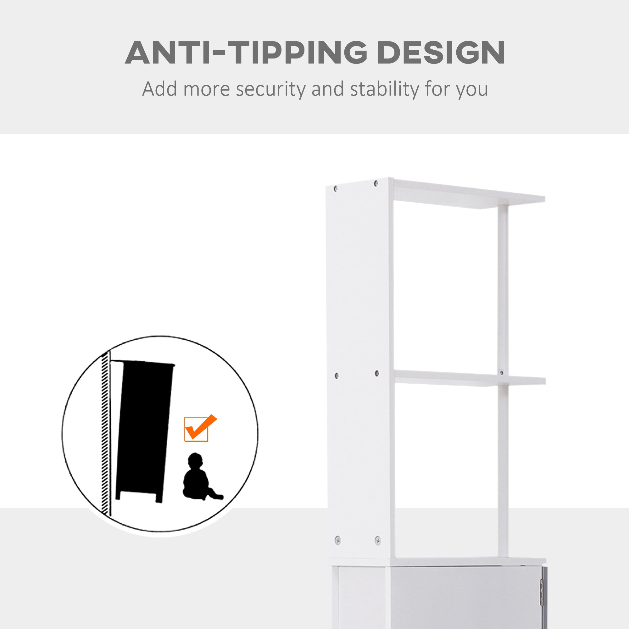 54” Tall Bathroom Storage Cabinet – Freestanding Linen Tower with Shelves & Drawers (White)
