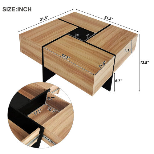 Modern Coffee Table with 4 Hidden Storage Compartments