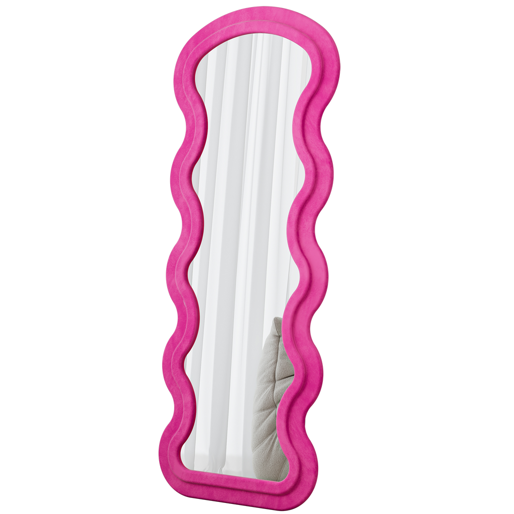 Flannel Full Length Wave Rose Floor Mirror  For Bedroom Living Room Hanging Or Against The Wall