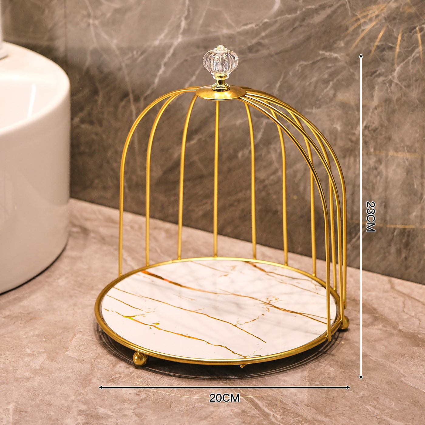 Vintage Birdcage Bathroom Organizer – Multi-Tier Metal Vanity Storage Shelf