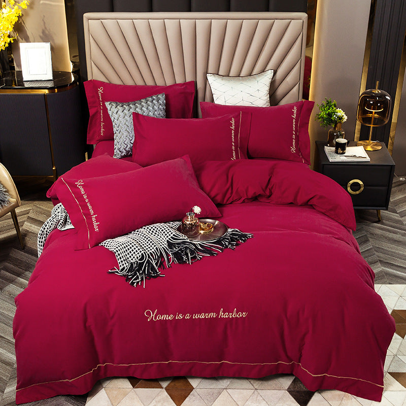 4 Piece Luxury Cotton Embroidered Bedding Set