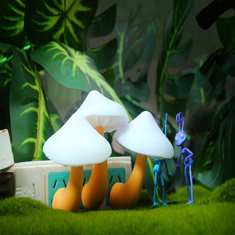 LED Mushroom Night Light – Auto Sensor Plug-in Wall Lamp for Bedroom & Hallway