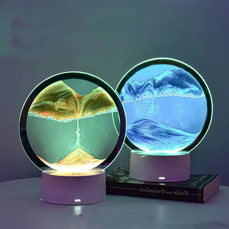 3D Quicksand Table Lamp – Moving Sand Art Bedside Light