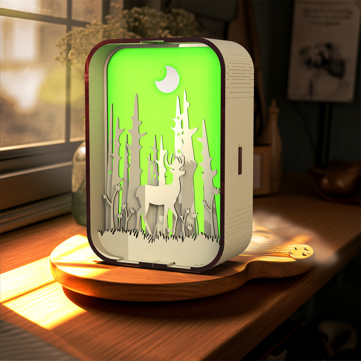 Minimalist Wood Carving Night Light Decorative Bedside Lamp