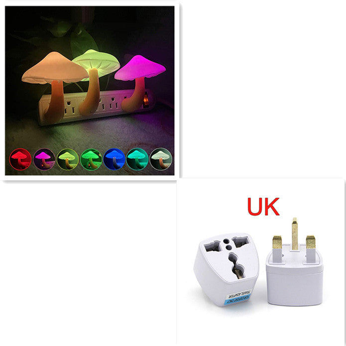 LED Mushroom Night Light – Auto Sensor Plug-in Wall Lamp for Bedroom & Hallway