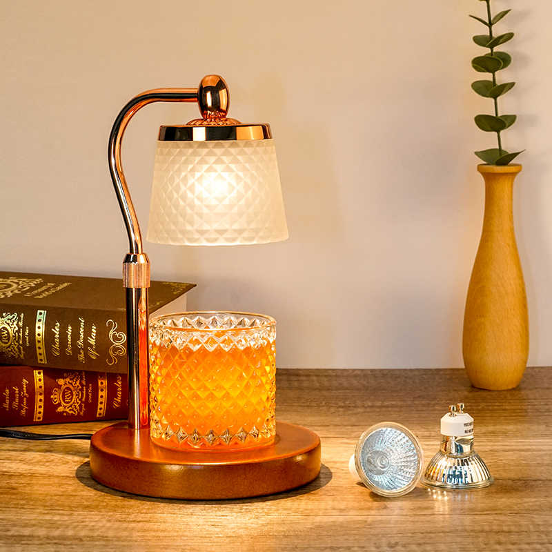 Adjustable Melting Wax Lamp Temperature Control Decorative Wooden Bottom Fragrance Lamp