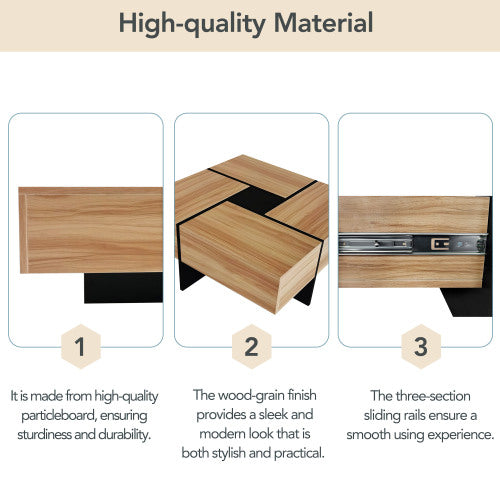 Modern Coffee Table with 4 Hidden Storage Compartments