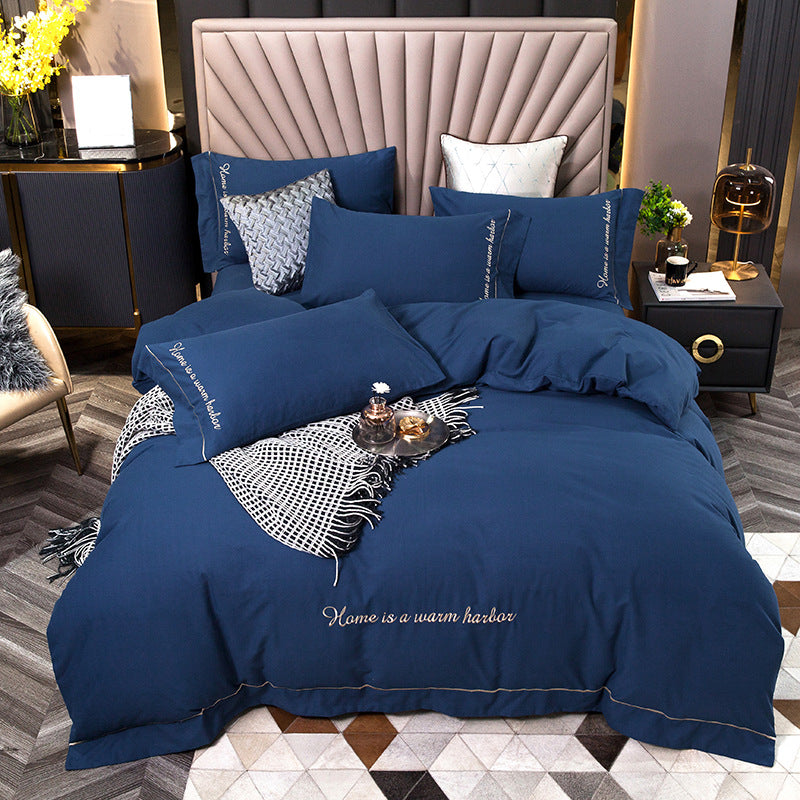 4 Piece Luxury Cotton Embroidered Bedding Set